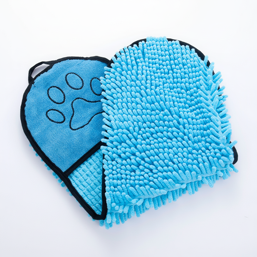 Oqelia DryCoat™ blue chenille dog drying towel