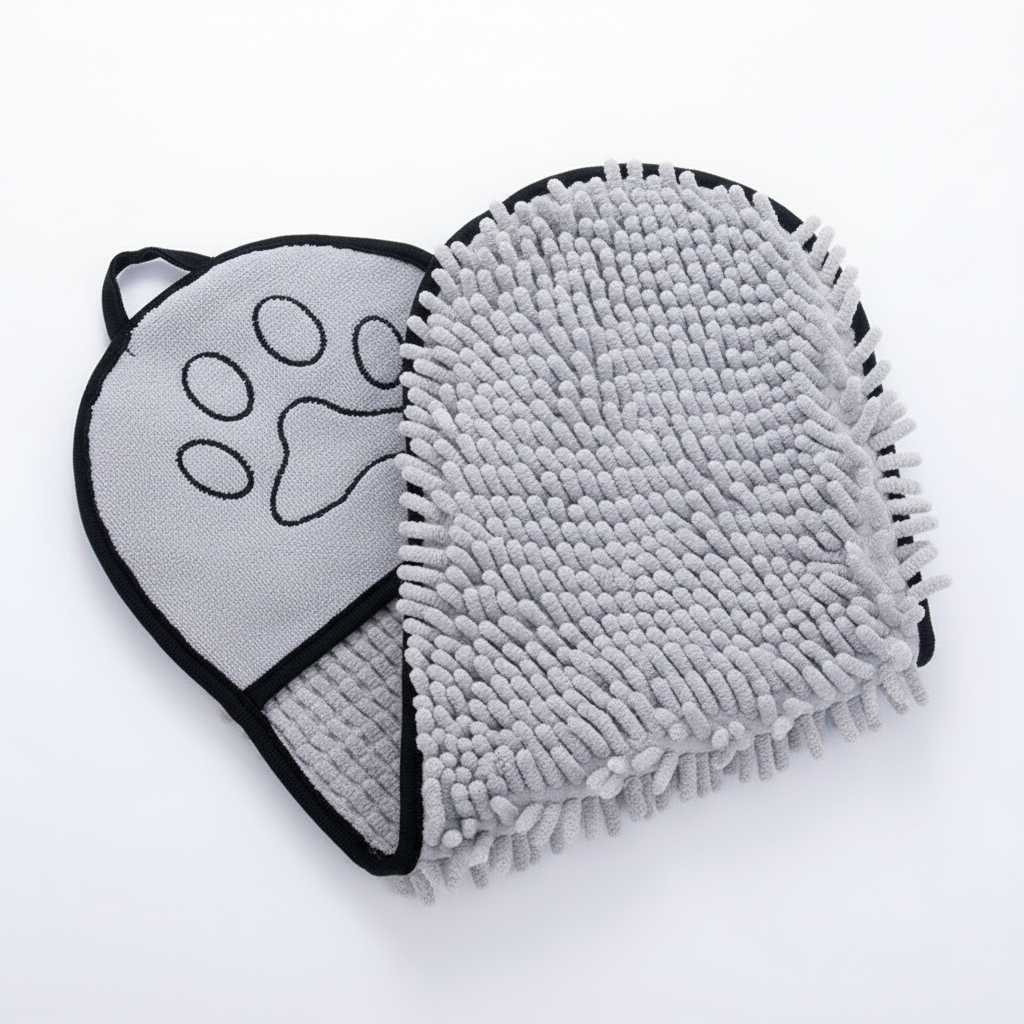 Oqelia DryCoat™ grey chenille dog drying towel